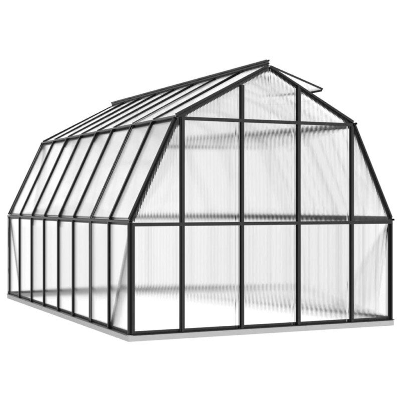 vidaXL Skleník s podkladovým rámom, antracitový 12,63 m², hliník