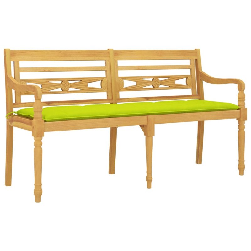 vidaXL Lavička Batavia s bledozeleným vankúšom 150 cm tíkový masív