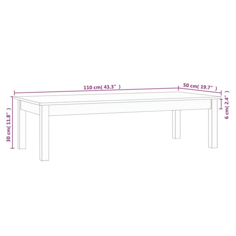 vidaXL Konferenčný stolík 110x50x30 cm borovicový masív