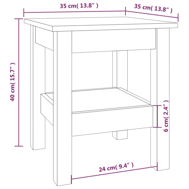 vidaXL Konferenčný stolík biely 35x35x40 borovicový masív