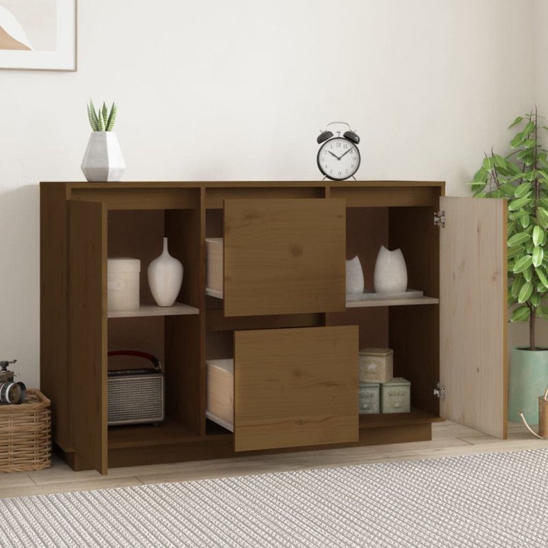 vidaXL Komoda medovo-hnedá 111x34x75 cm masívne borovicové drevo