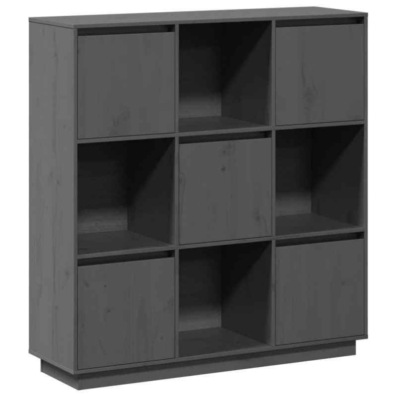 vidaXL Vysoká skrinka sivá 110,5x35x117 cm masívna borovica