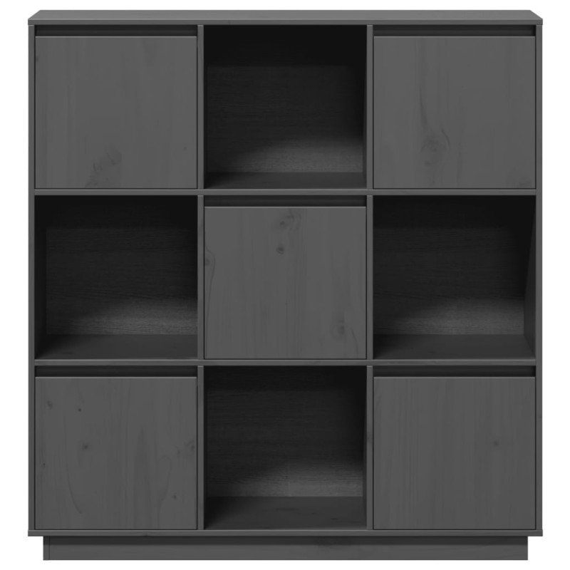 vidaXL Vysoká skrinka sivá 110,5x35x117 cm masívna borovica