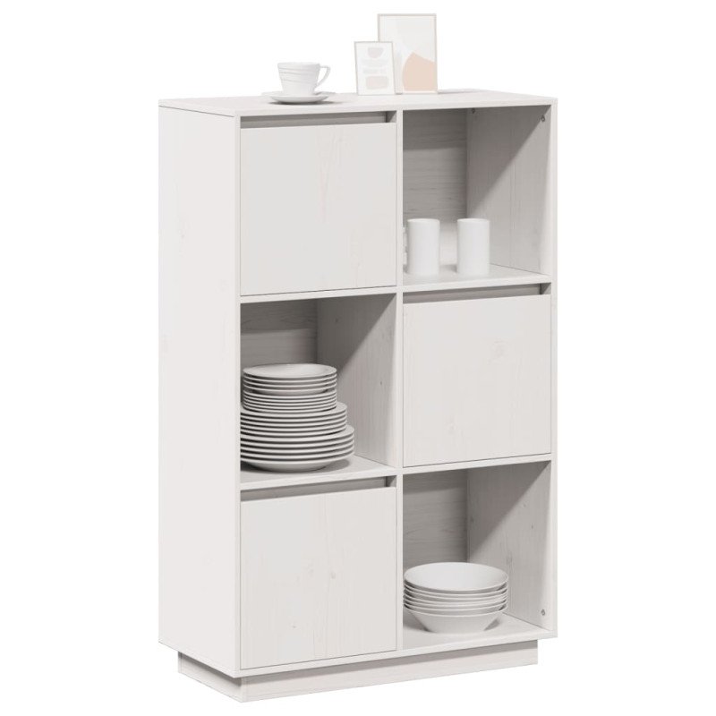 vidaXL Vysoká skrinka biela 74x35x117 cm masívna borovica