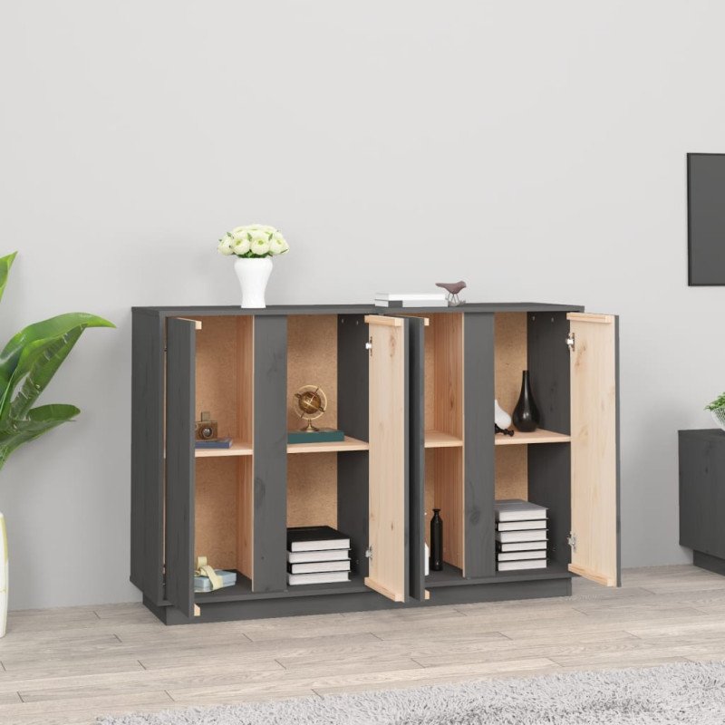 vidaXL Komoda sivá 120x35x80 cm borovicový masív