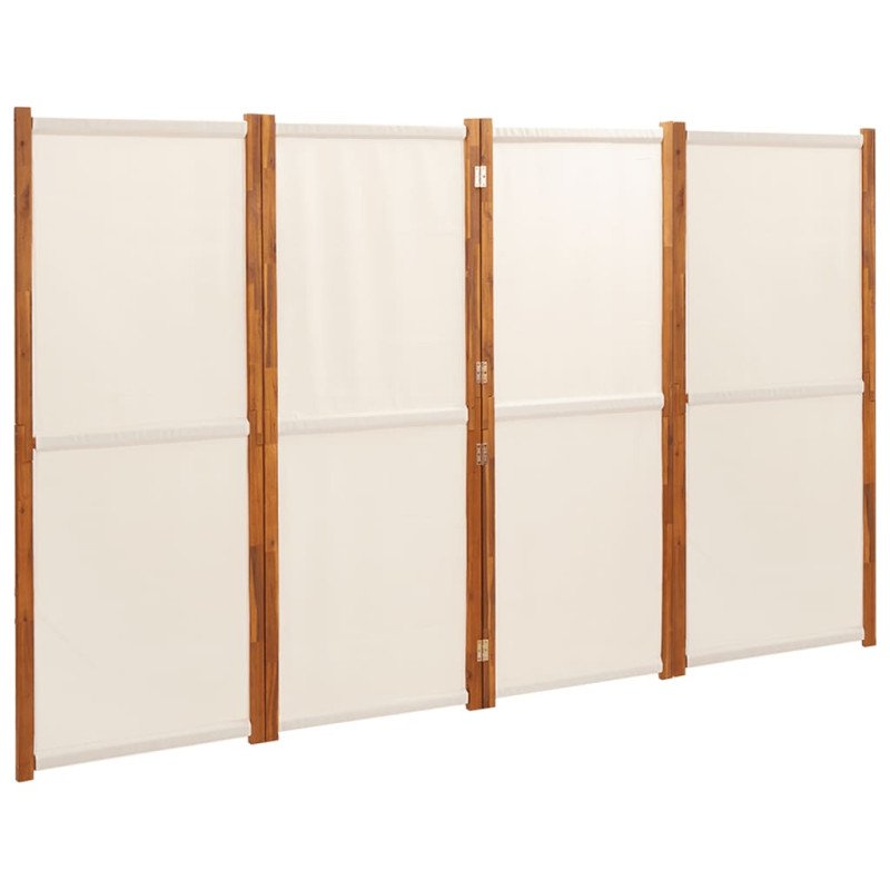 vidaXL 4-panelový paraván krémovo-biely 280x180 cm