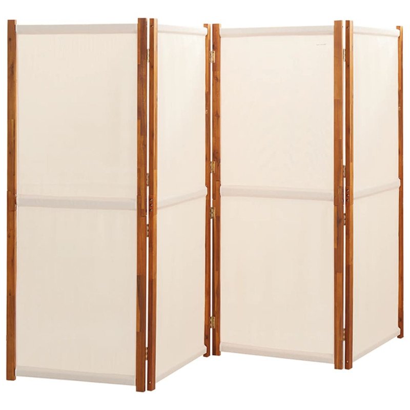 vidaXL 4-panelový paraván krémovo-biely 280x180 cm