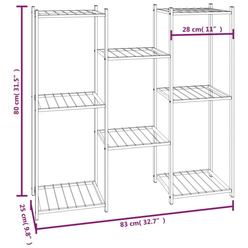 vidaXL Stojan na kvety 83x25x80 cm čierny kovový