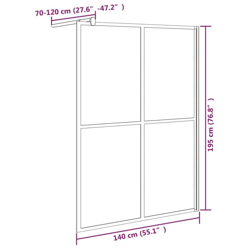 vidaXL Sprchová zástena 140 x 195 cm tmavé tvrdené sklo