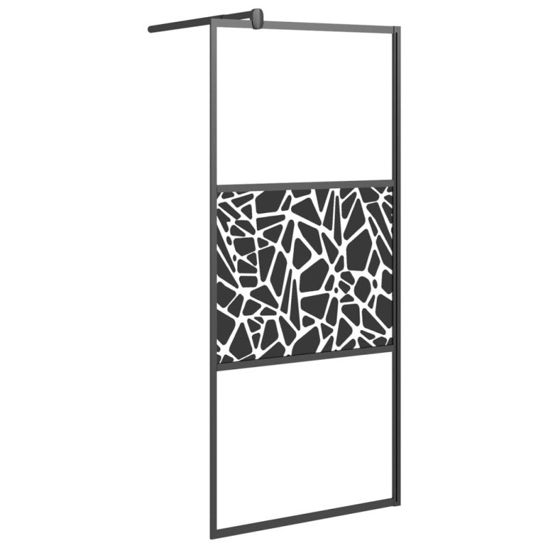 vidaXL Sprchová zástena z ESG skla s dizajnom kameňov 90x195 cm čierna