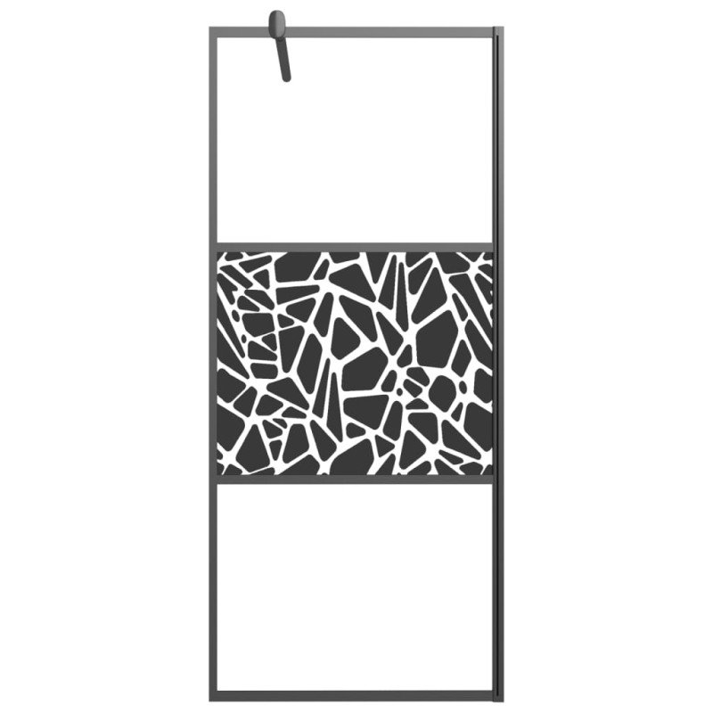 vidaXL Sprchová zástena z ESG skla s dizajnom kameňov 90x195 cm čierna