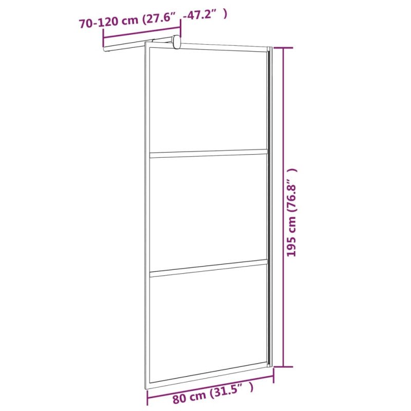 vidaXL Sprchová zástena 80x195 cm matné ESG sklo čierna