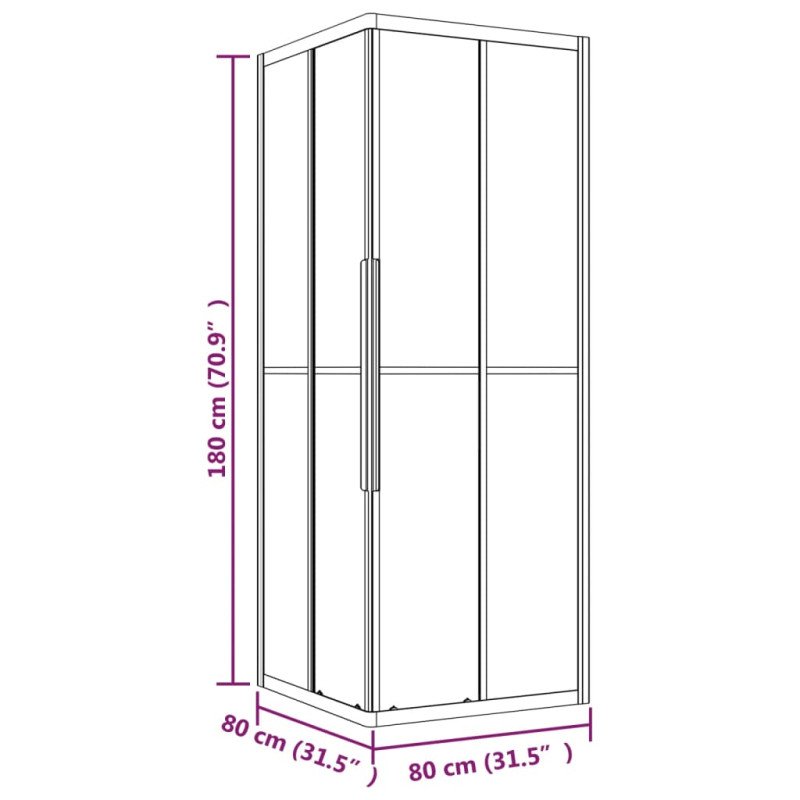 vidaXL Sprchovací kút matné ESG 80x80x180 cm čierny