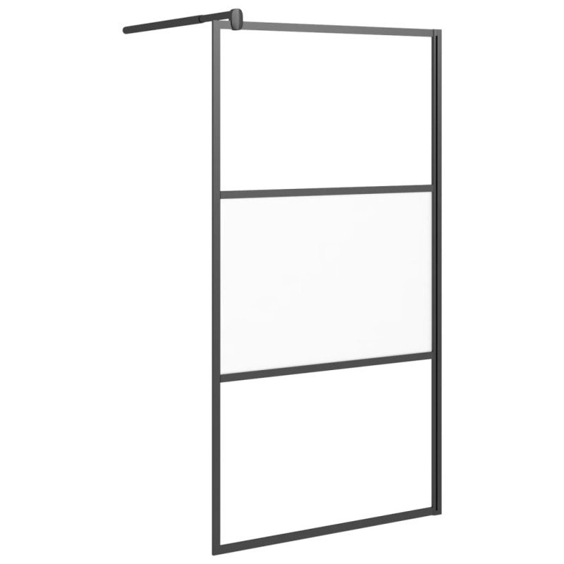 vidaXL Sprchová zástena 100x195 cm polopriehľadné ESG sklo čierna