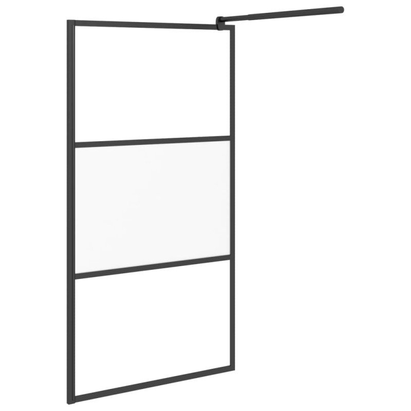 vidaXL Sprchová zástena 100x195 cm polopriehľadné ESG sklo čierna