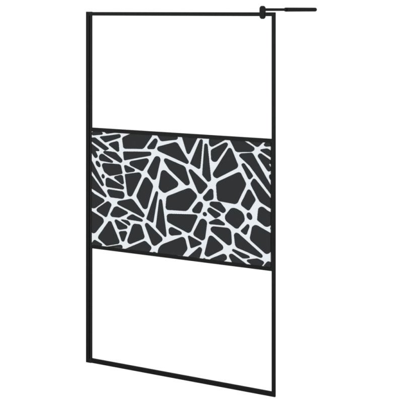 vidaXL Sprchová zástena z ESG skla s dizajnom kameňov 115x195cm čierna