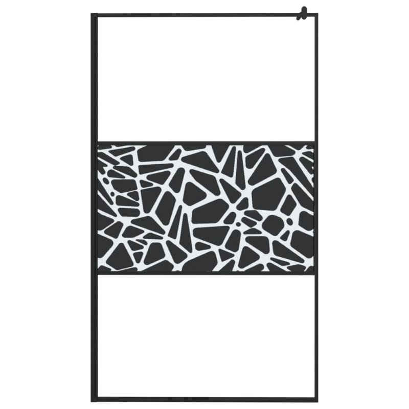 vidaXL Sprchová zástena z ESG skla s dizajnom kameňov 115x195cm čierna