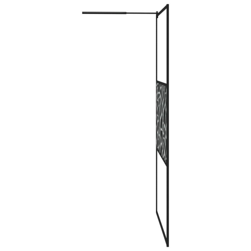 vidaXL Sprchová zástena z ESG skla s dizajnom kameňov 115x195cm čierna