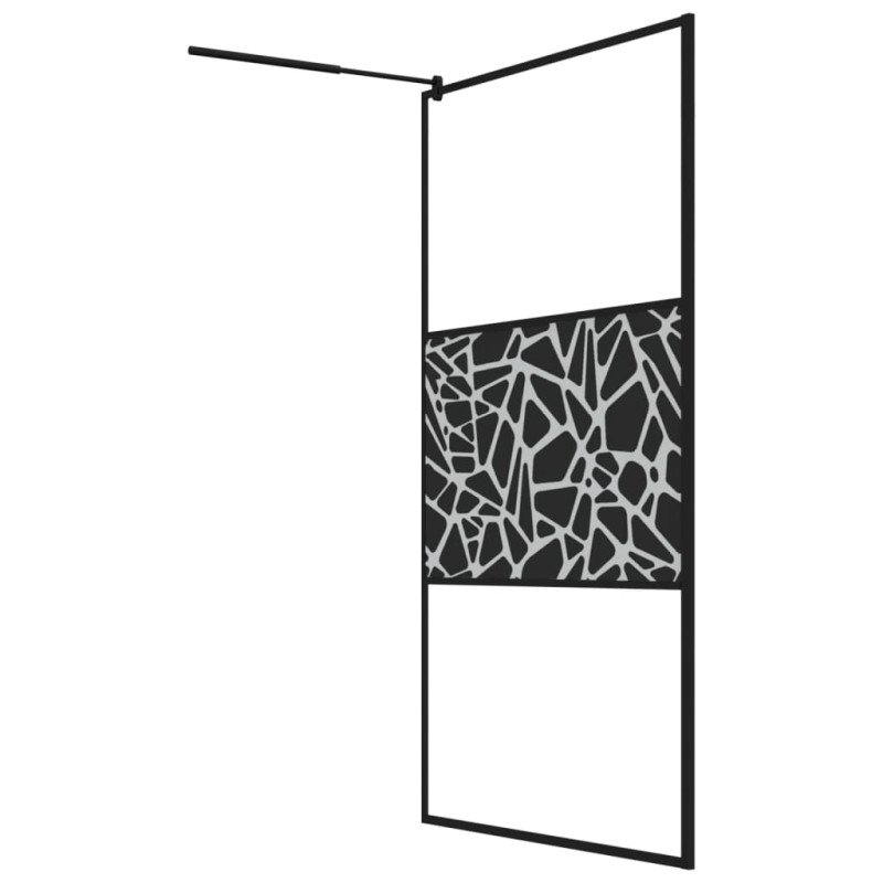 vidaXL Sprchová zástena z ESG skla s dizajnom kameňov 115x195cm čierna