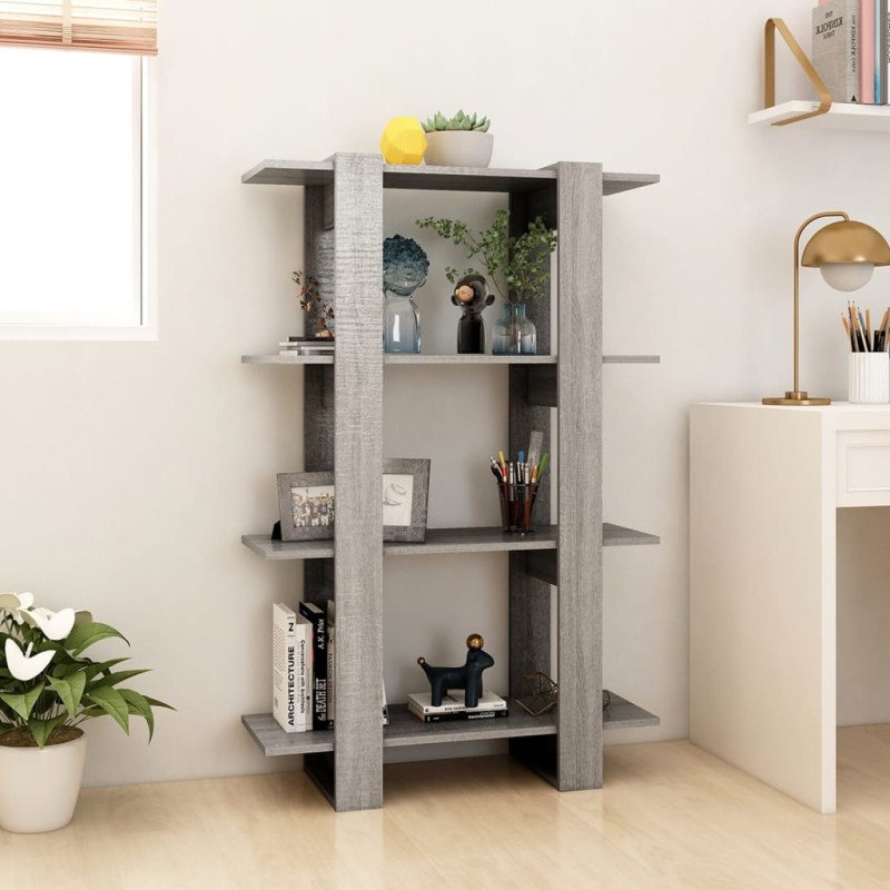 vidaXL Knižnica/deliaca stena sivý dub sonoma 80x30x123,5 cm
