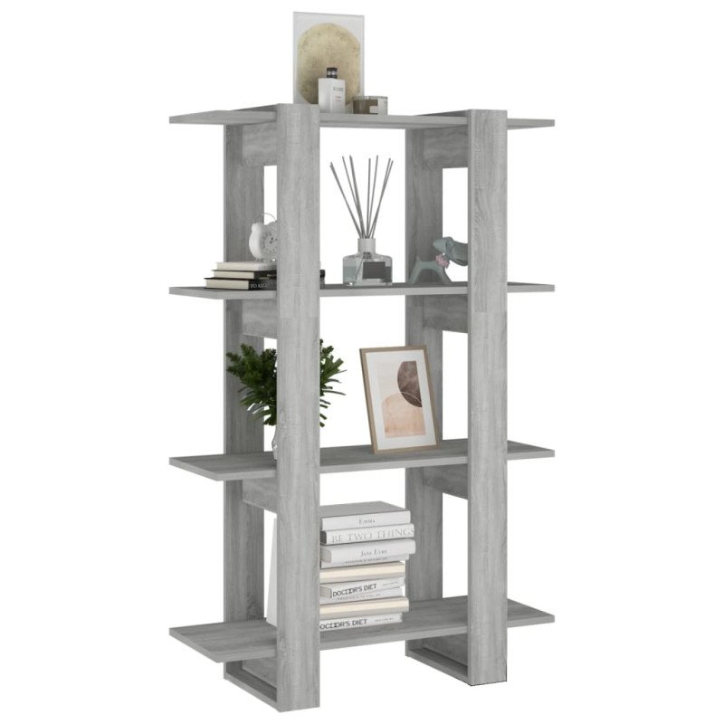 vidaXL Knižnica/deliaca stena sivý dub sonoma 80x30x123,5 cm