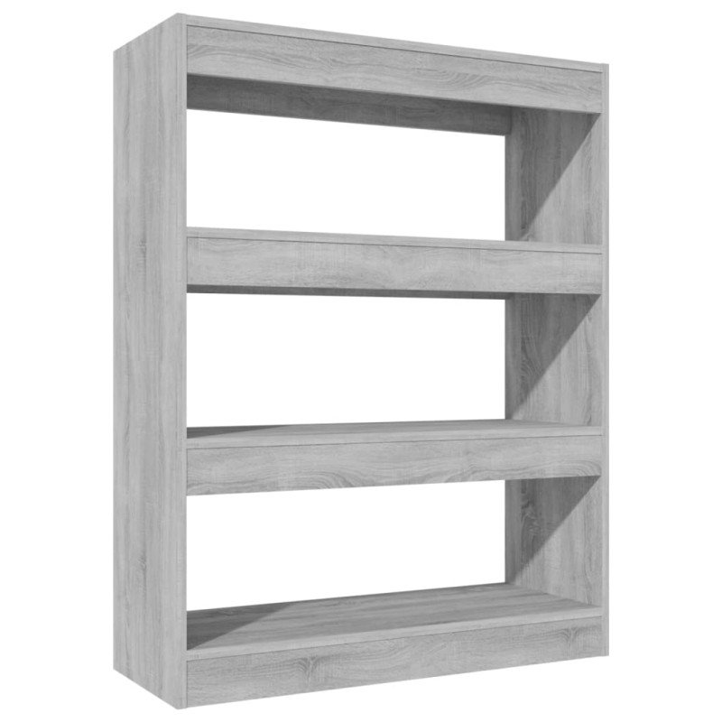vidaXL Knižnica/rozdeľovač sivý dub 80x30x103 cm spracované drevo