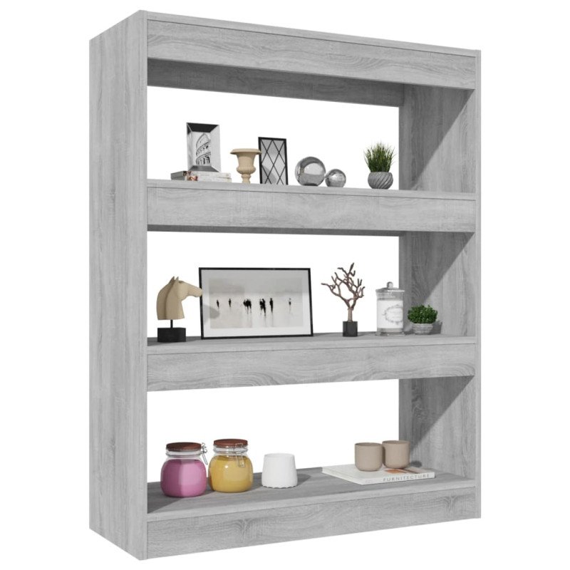 vidaXL Knižnica/rozdeľovač sivý dub 80x30x103 cm spracované drevo