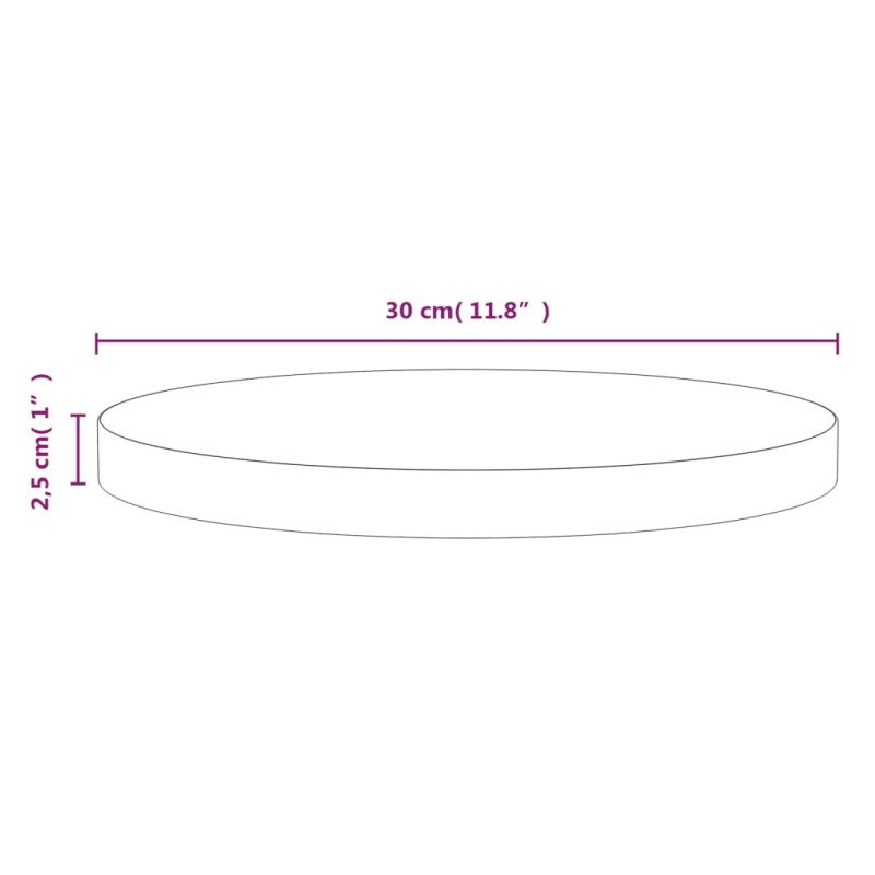 vidaXL Stolová doska biela Ø30x2,5 cm masívna borovica