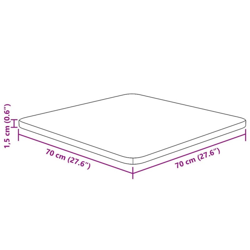 vidaXL Štvorcová stolová doska bledohnedá 70x70x1,5 cm lakovaný dub
