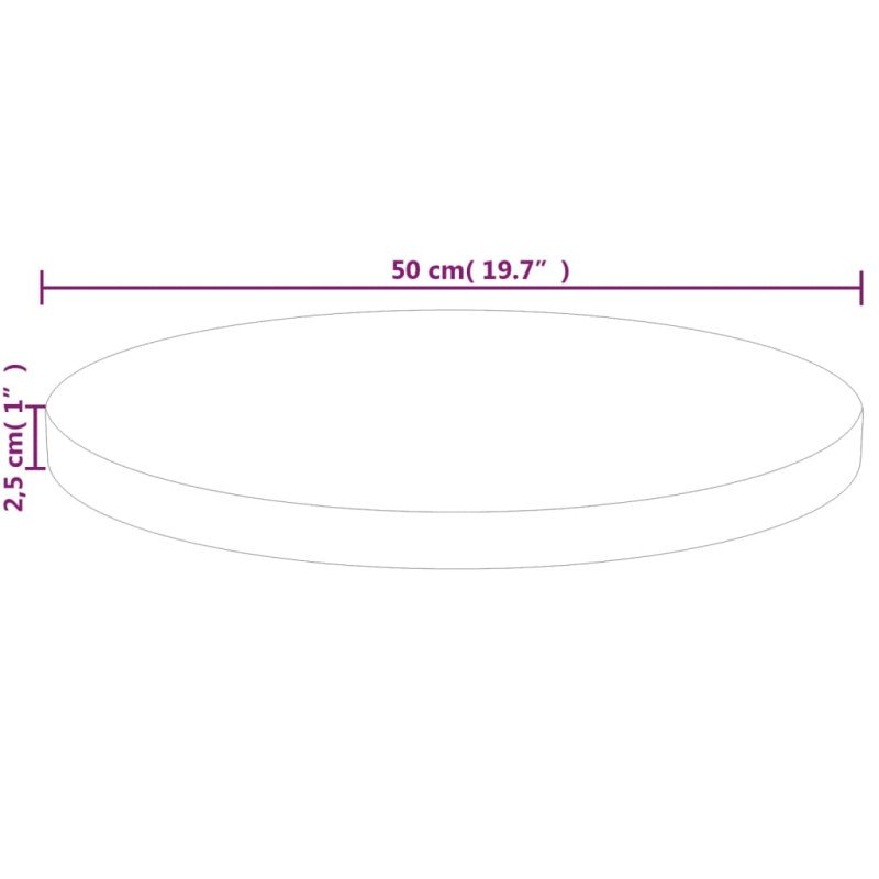 vidaXL Okrúhla stolová doska Ø50x2,5 cm neošetrený dubový masív