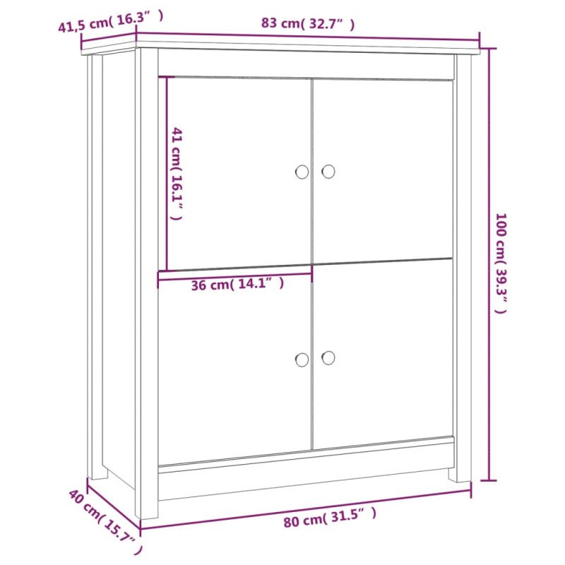 vidaXL Komoda medovo-hnedá 83x41,5x100 cm borovicový masív