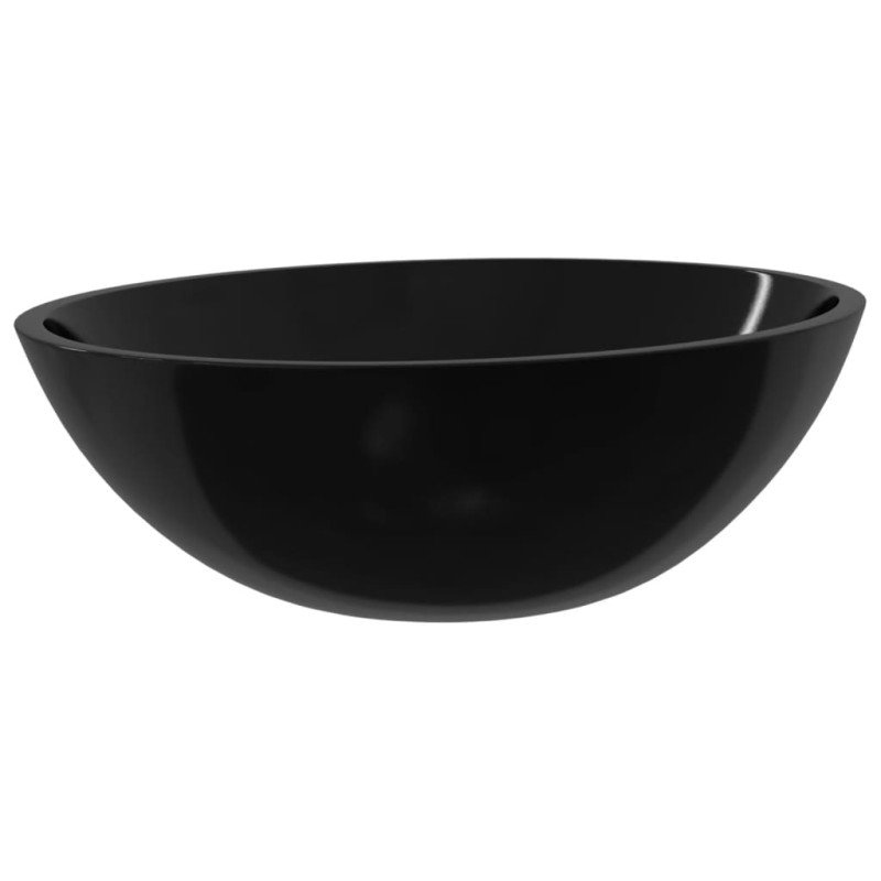 vidaXL Umývadlo sklo 50x37x14 cm čierne