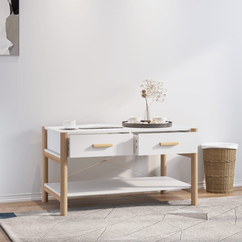 vidaXL Konferenčný stolík biely 82x48x45 cm spracované drevo