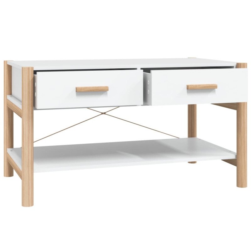 vidaXL Konferenčný stolík biely 82x48x45 cm spracované drevo