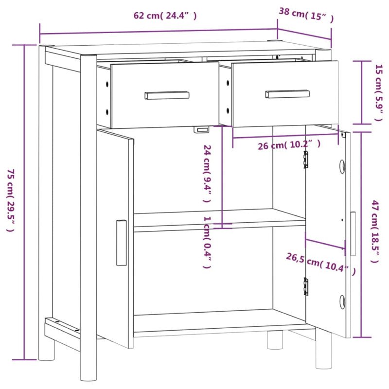 vidaXL Komoda biela 62x38x75 cm spracované drevo