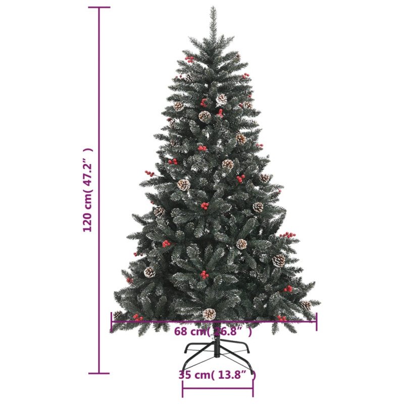 vidaXL Umelý vianočný stromček s podstavcom zelený 120 cm PVC