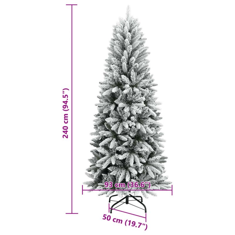 vidaXL Zasnežený umelý vianočný stromček 240 cm PVC a PE