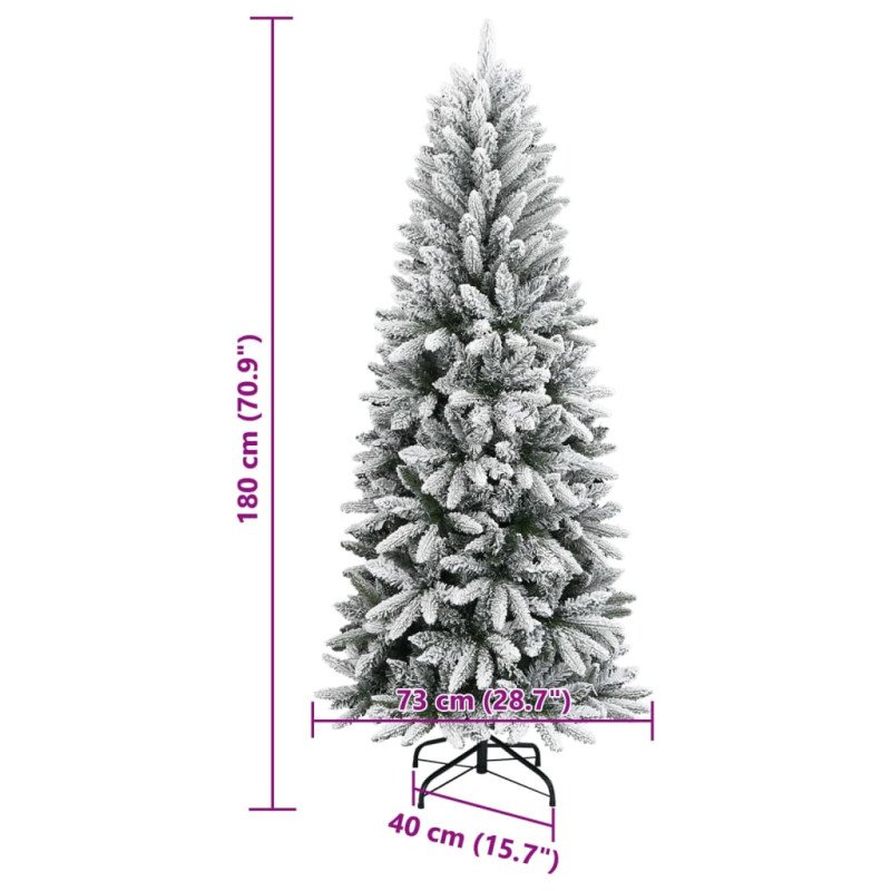 vidaXL Zasnežený umelý vianočný stromček 180 cm PVC a PE