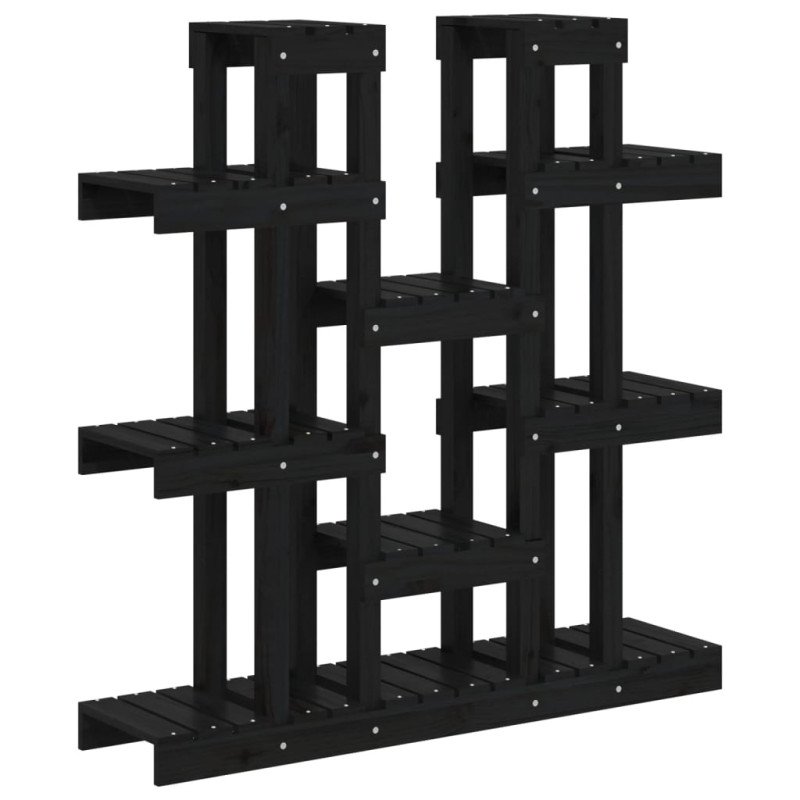 vidaXL Stojan na rastliny čierny 104,5x25x109,5 cm masívna borovica