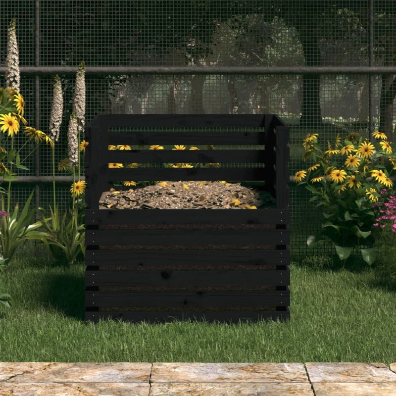 vidaXL Kompostér čierny 80x80x78 cm masívne borovicové drevo