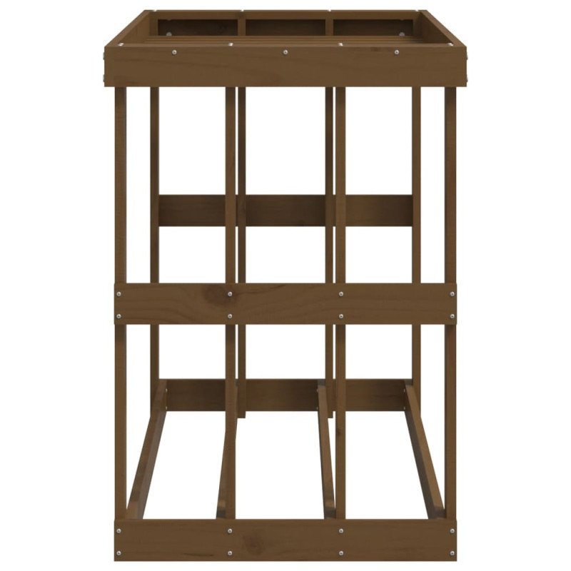 vidaXL Vonkajší držiak na polená medový 108x52x74 cm masívna borovica