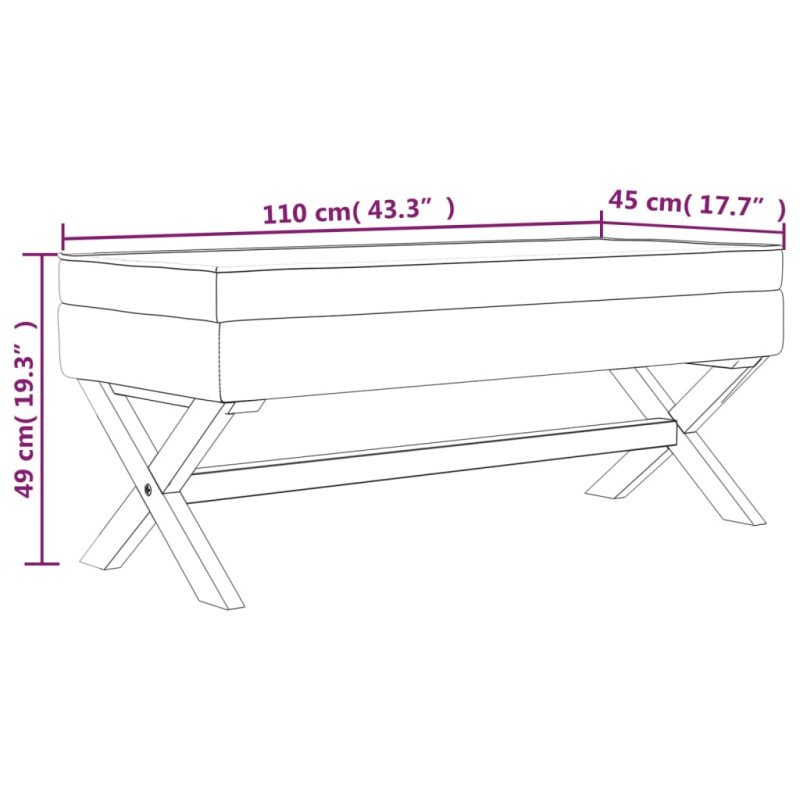 vidaXL Úložná taburetka tmavošedá 110x45x49 cm látka
