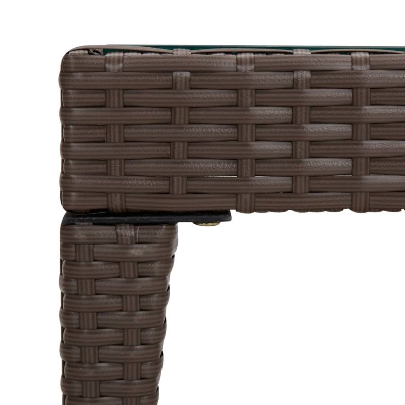 vidaXL Bočný stolík hnedý 50x50x38 cm polyratan a tvrdené sklo
