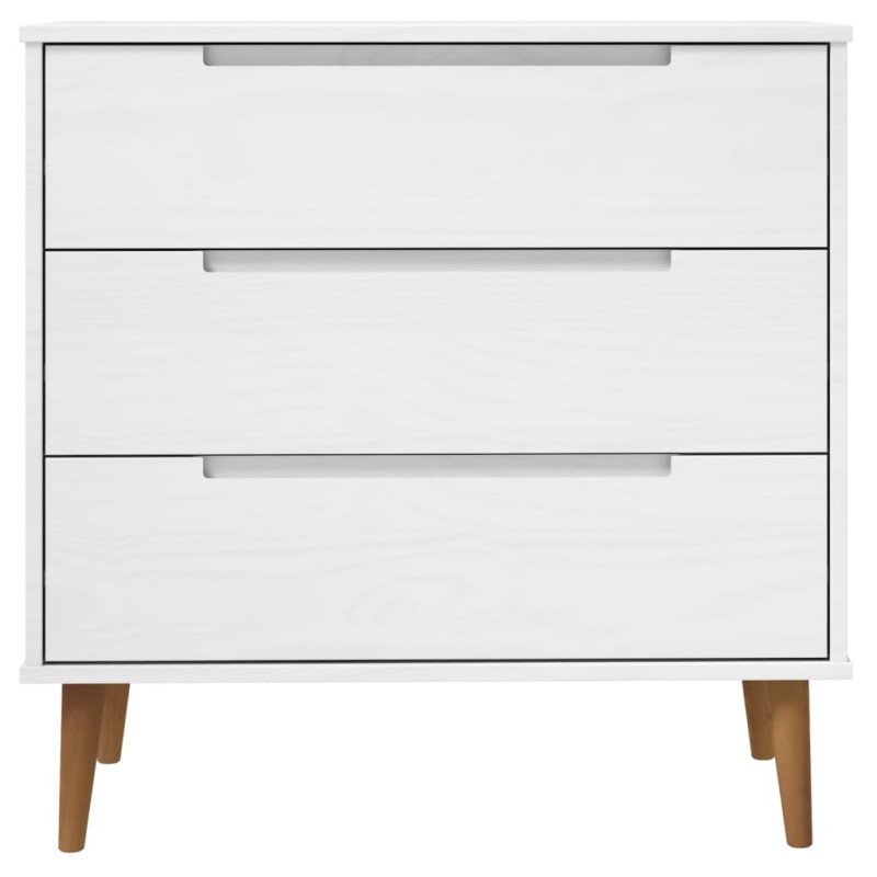 vidaXL Skrinka so zásuvkami MOLDE, biela 80x40x80 cm, borovicový masív