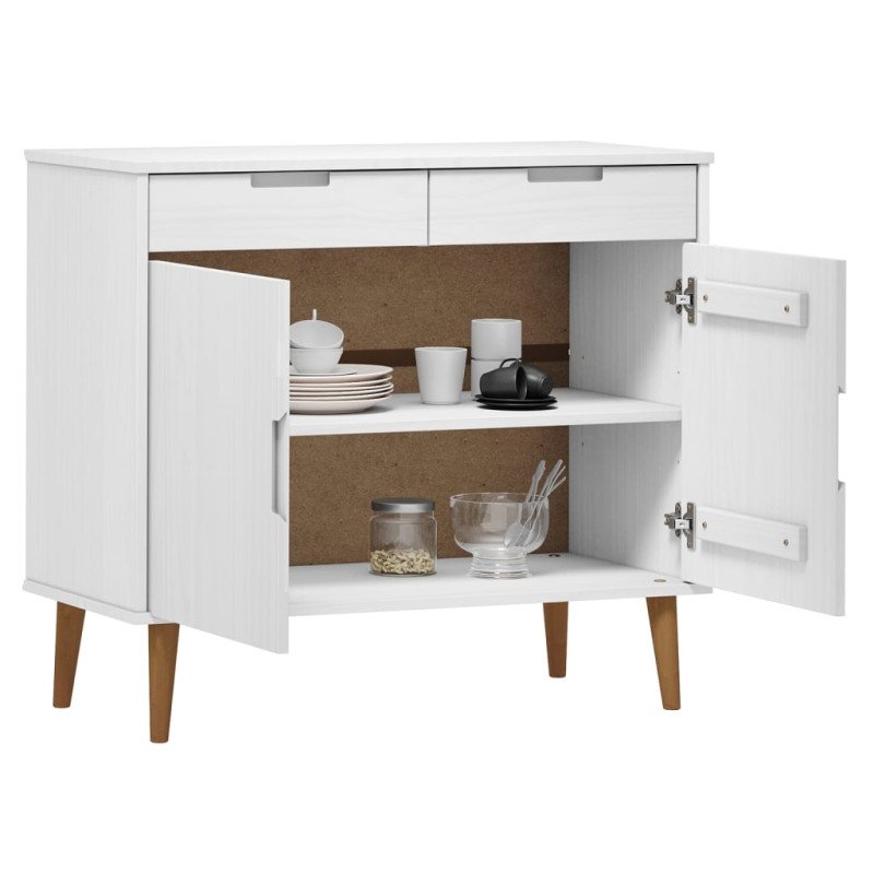 vidaXL Komoda MOLDE, biela 90x40x80 cm, borovicový masív