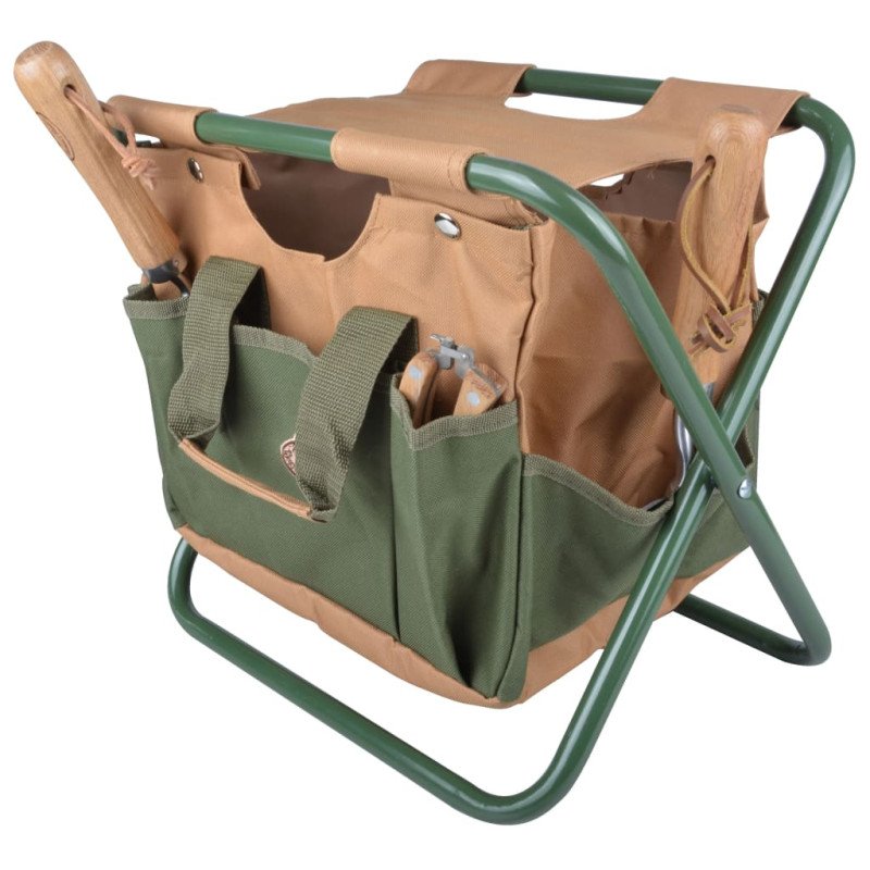 Esschert Design Záhradná stolička s taškou na náradie GT01