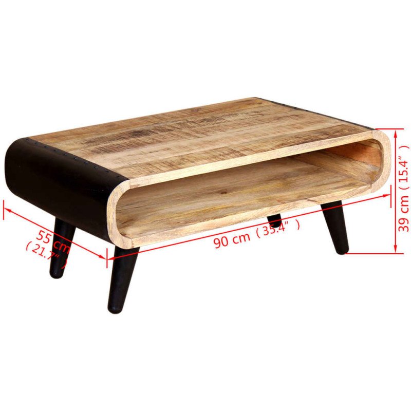 vidaXL Konferenčný stolík zo surového mangového dreva, 90x55x39 cm
