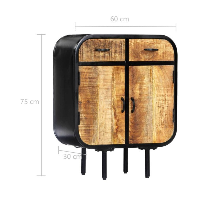 vidaXL Komoda 60x30x75 cm masívne mangovníkové drevo a železo