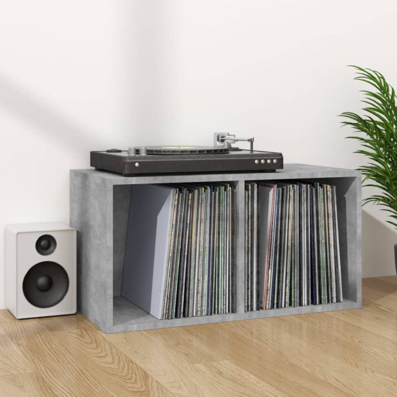vidaXL Úložný box na vinyly, betónovo sivý 71x34x36cm kompozitné drevo