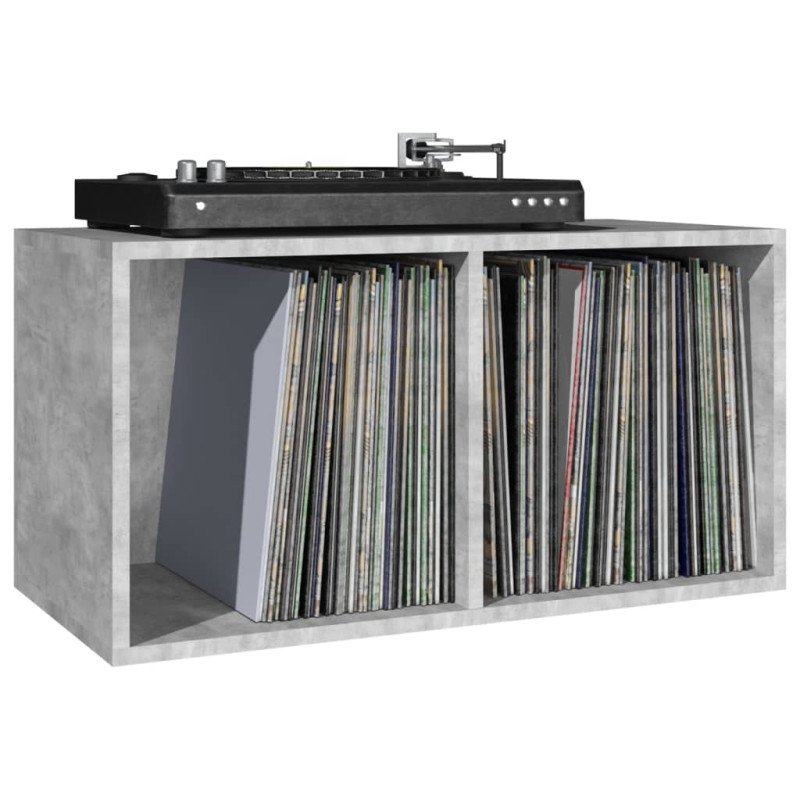 vidaXL Úložný box na vinyly, betónovo sivý 71x34x36cm kompozitné drevo